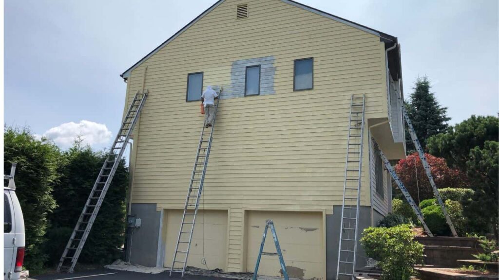 AFTER TWO COATS STAIN, NEW HOUSE